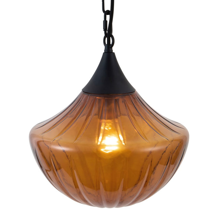 Kuzco Farrah 12" Black Pendant, Matte Black/Amber