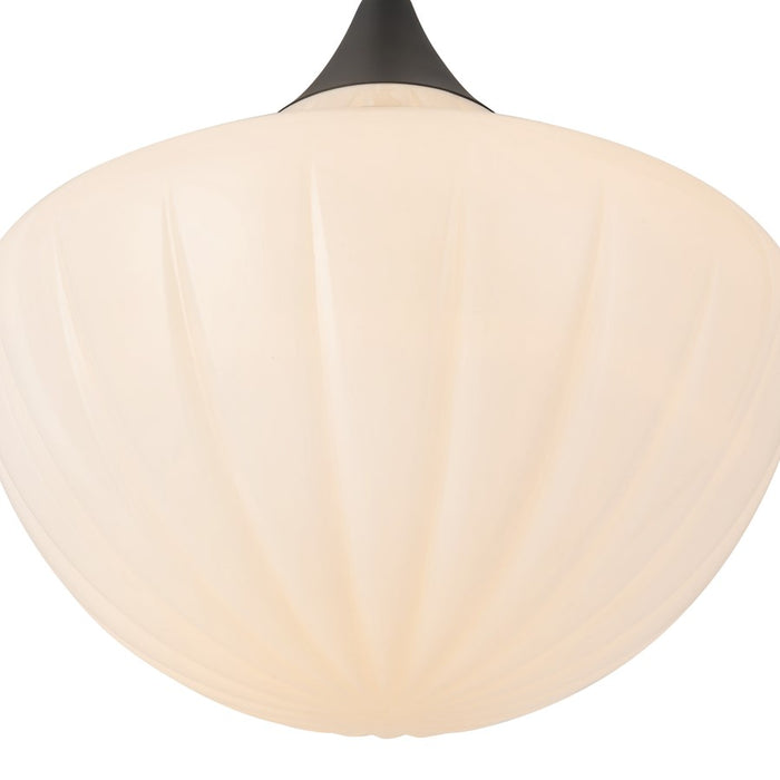 Kuzco Farrah 12" Black Pend, Matte Black/Glossy Ribbed Opal Glass