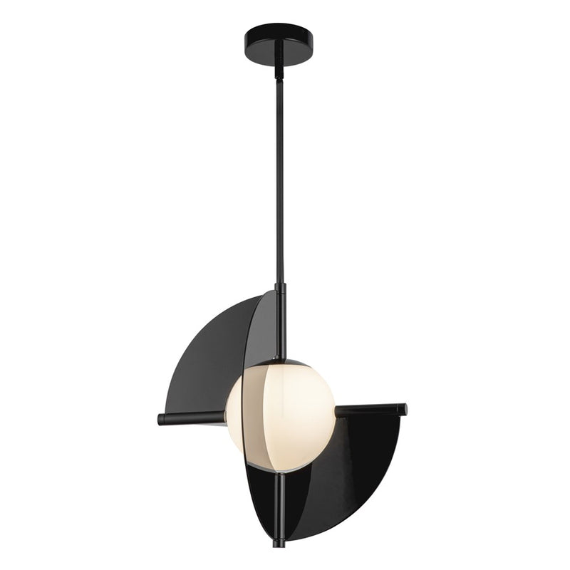 Kuzco Scorpio 16" LED Pendant, Glossy Black/Opal Glass - PD65116-GBK-OP-UNV