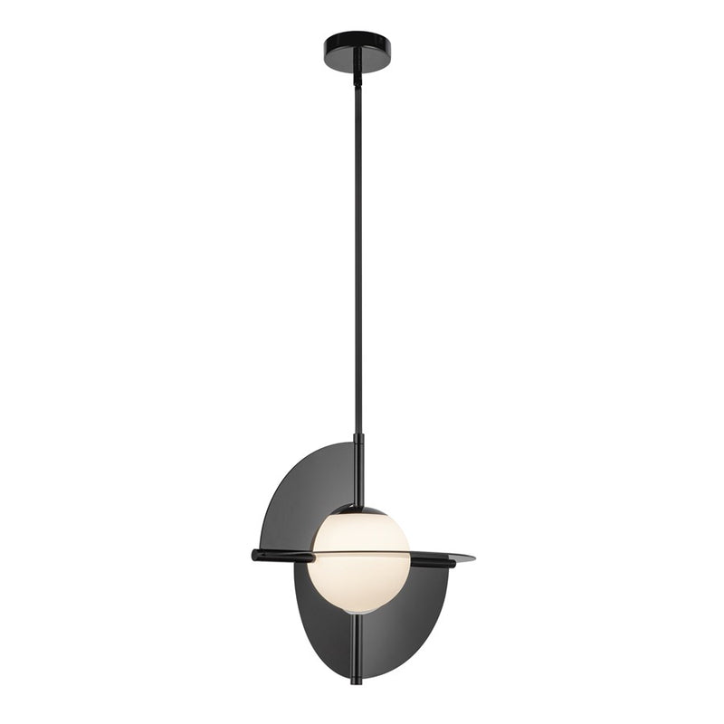 Kuzco Scorpio 16" LED Pendant, Glossy Black/Opal Glass