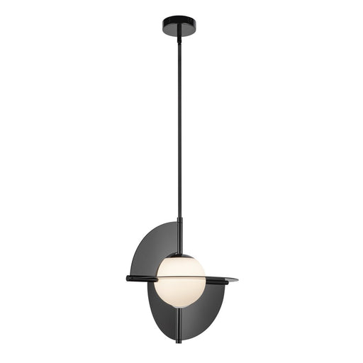 Kuzco Scorpio 16" LED Pendant, Glossy Black/Opal Glass