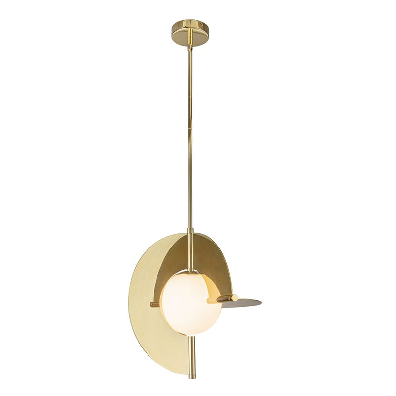 Kuzco Scorpio 16" LED Pendant, Metallic Brass/Opal Glass