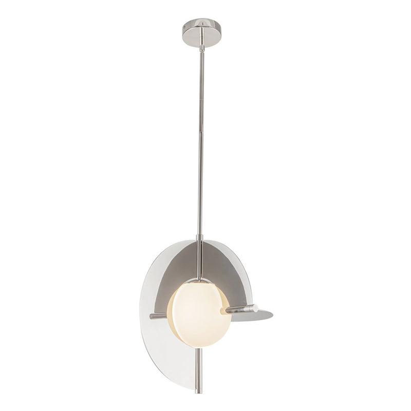 Kuzco Scorpio 16" LED Pendant, Nickel/Opal Glass