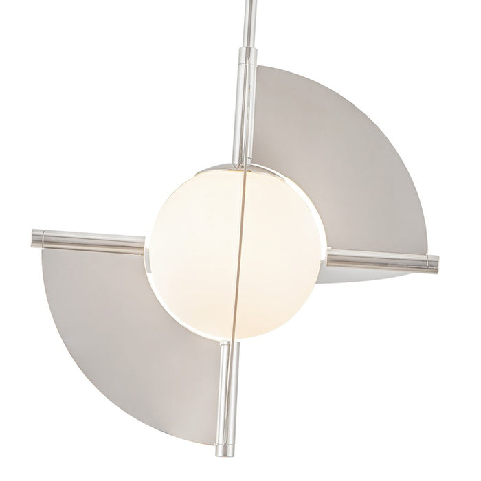 Kuzco Scorpio 16" LED Pendant, Nickel/Opal Glass
