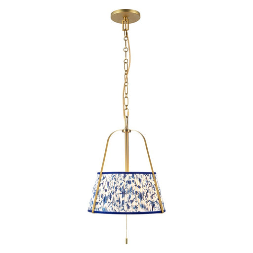 Kuzco Scout 13" Gold Pendant, Brushed Gold/Blue Linen - PD675213BGBL