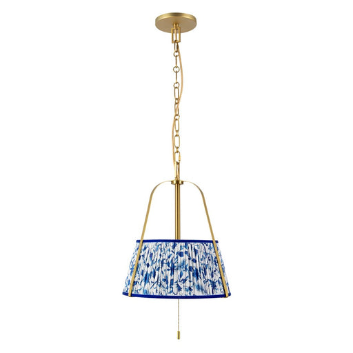 Kuzco Scout 13" Gold Pendant, Brushed Gold/Blue Linen