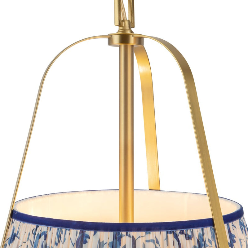 Kuzco Scout 13" Gold Pendant, Brushed Gold/Blue Linen