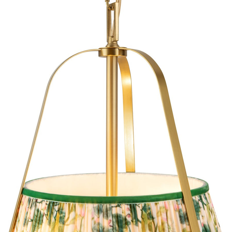 Kuzco Scout 13" Gold Pendant, Brushed Gold/Green Linen