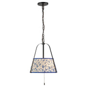 Kuzco Scout 13" Blk Pendant, Matte Black/Blue Linen - PD675213MBBL