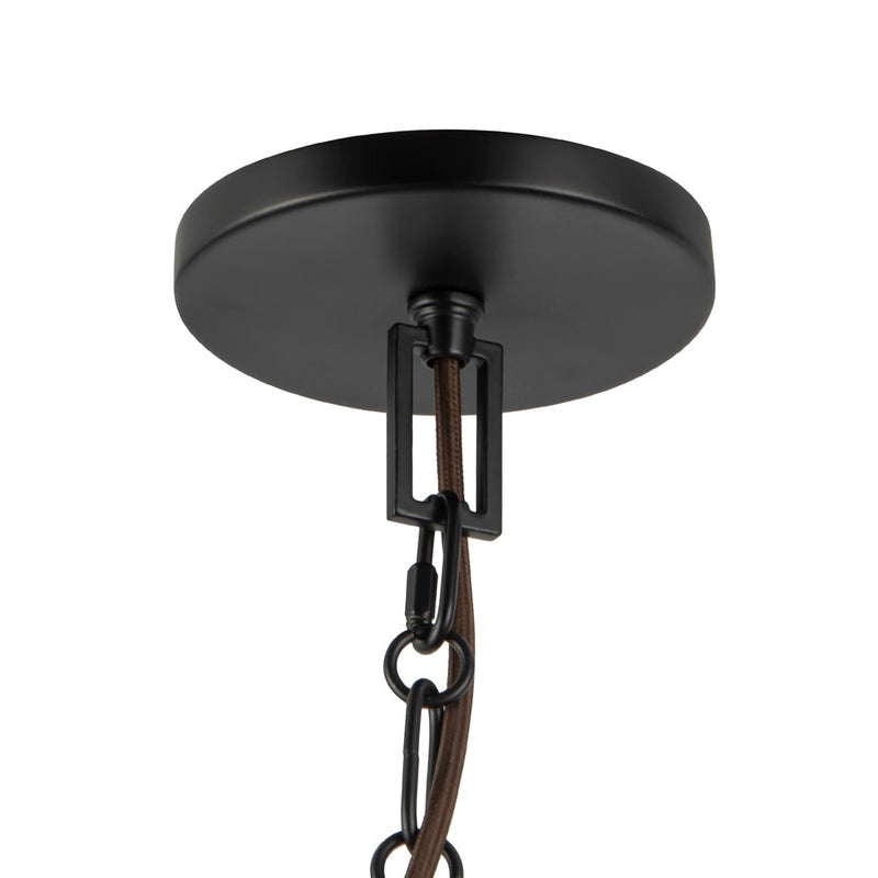 Kuzco Scout 13" Black Pendant, Matte Black/Blue Linen