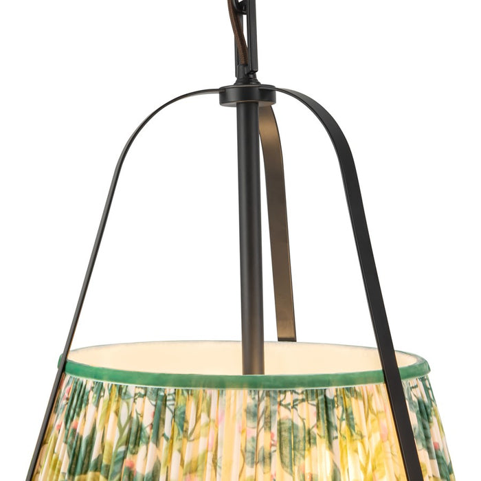 Kuzco Scout 13" Black Pendant, Matte Black/Green Linen