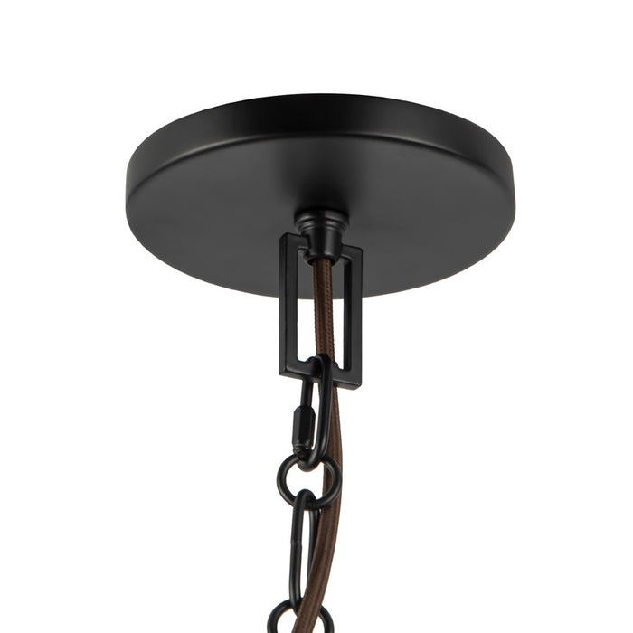 Kuzco Scout 13" Black Pendant, Matte Black/Green Linen