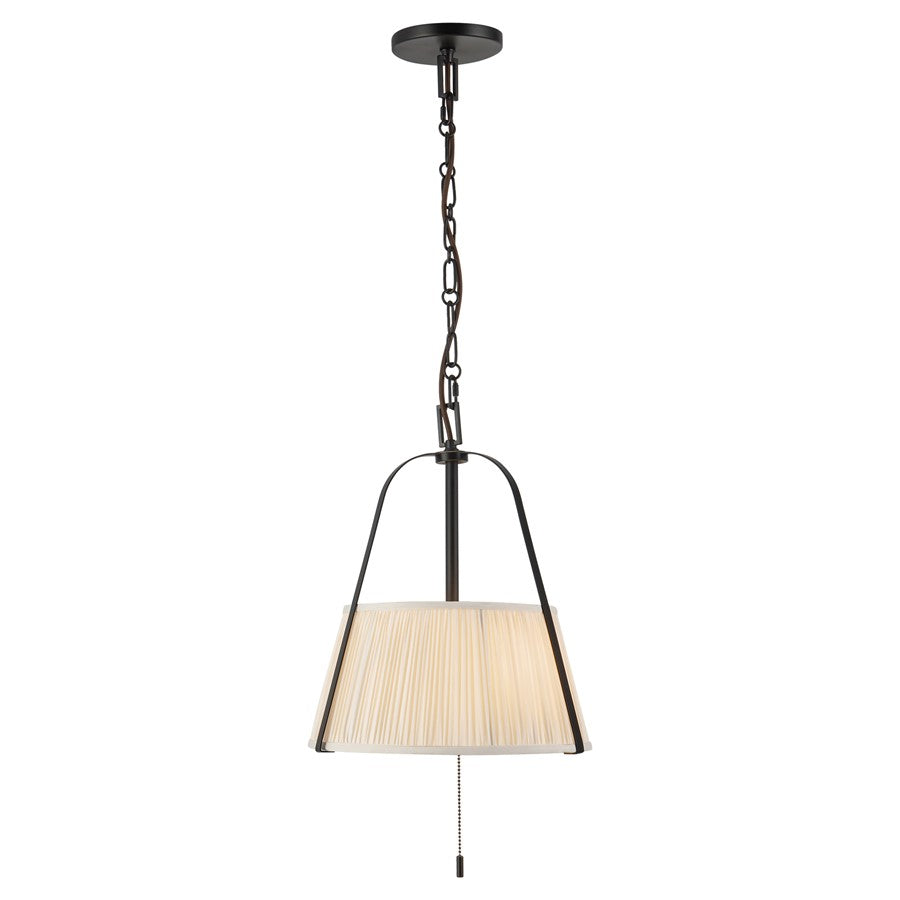 Kuzco Scout 13" Blk Pendant, Matte Black/White Linen - PD675213MBWL