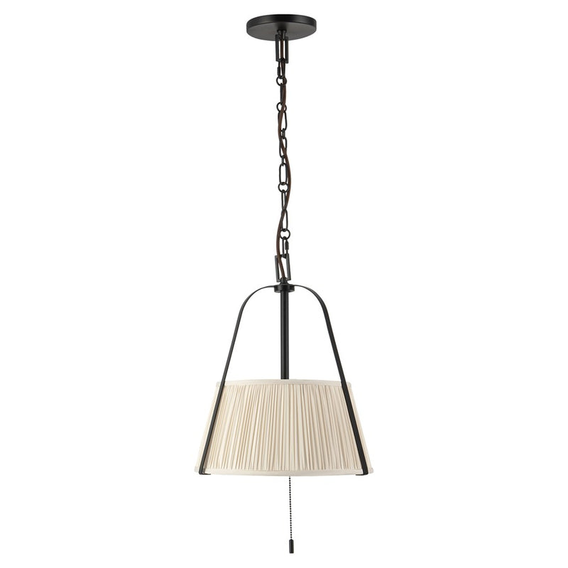 Kuzco Scout 13" Black Pendant, Matte Black/White Linen