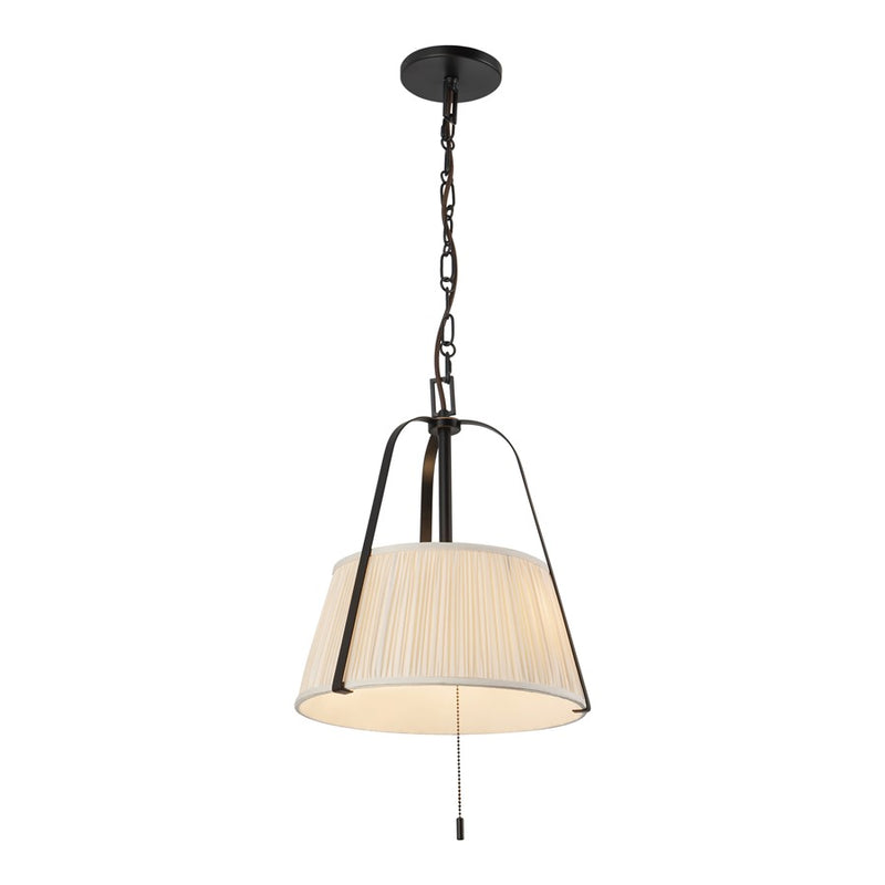 Kuzco Scout 13" Black Pendant, Matte Black/White Linen