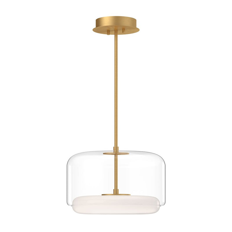 Kuzco Enkel 15" LED Pendant, Clear/Gold/Clear Glass Shade