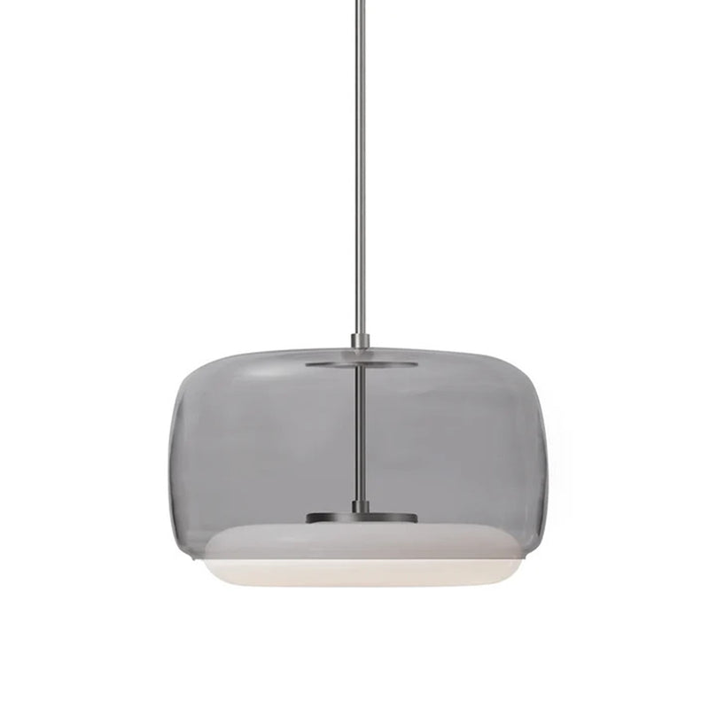 Kuzco Enkel 15in LED Pendant | Smoked Glass and Brushed Nickel with White Acrylic Diffuser | Kitchen Island & Dining Room | Model PD70615-SM-BN