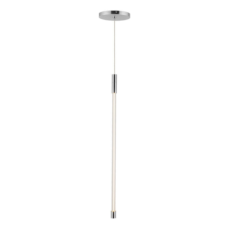 Kuzco Motif 21in 1-Light LED Pendant | Chrome and Clear Glass Cylinder | Kitchen Island & Dining Room | 20.62in H x 0.75in Dia | Model PD75021-CH