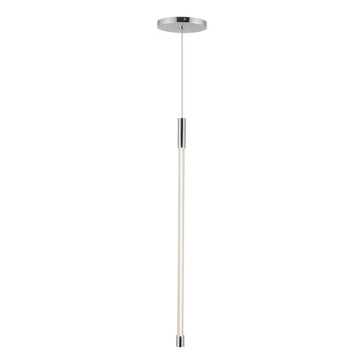 Kuzco Motif 21in 1-Light LED Pendant | Chrome and Clear Glass Cylinder | Kitchen Island & Dining Room | 20.62in H x 0.75in Dia | Model PD75021-CH