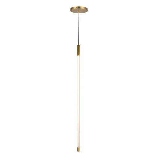 Kuzco Motif 27in 1-Light LED Pendant | Modern Brushed Gold and Clear Glass | Kitchen Island & Dining Room | 26.75in H x 0.75in Dia | Model PD75027-BG