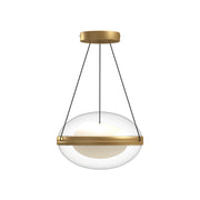 Kuzco Virgo 12in 1-Light LED Pendant | Modern Brushed Gold Aluminum and Clear Frosted Glass | Kitchen Island & Dining Room | Model PD76312-BG-OP
