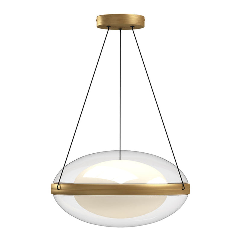 Kuzco Virgo 16in LED Pendant | Modern Brushed Gold and Opal Glass with Clear Exterior | Kitchen Island & Dining Room | 2980lm | Model PD76316-BG-OP