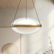 Kuzco Virgo 16in LED Pendant | Modern Brushed Gold and Opal Glass with Clear Exterior | Kitchen Island & Dining Room | 2980lm | Model PD76316-BG-OP
