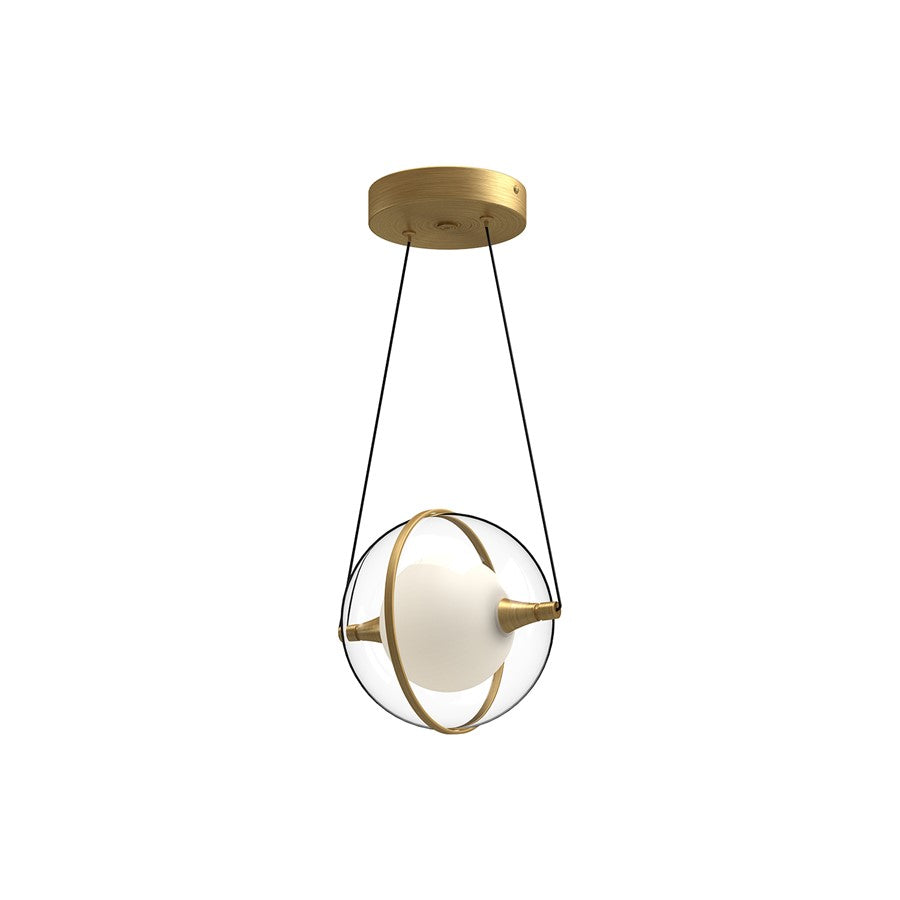 Kuzco Aries 8" LED Pendant, Brushed Gold/Clear Acrylic Shade - PD76708-BG-UNV