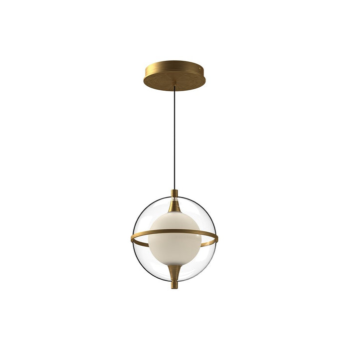 Kuzco Aries 8" LED Pendant, Brushed Gold/Clear Acrylic Shade