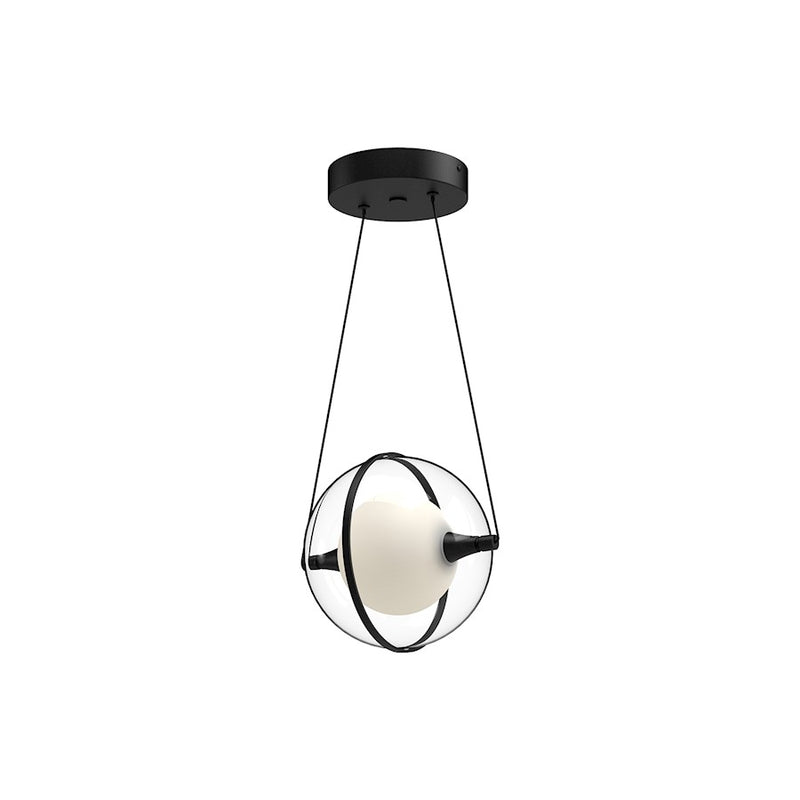 Kuzco Aries 8in LED Pendant | Modern Black Aluminum and Steel with Frosted Internal Glass | Kitchen Island & Dining Room | Model PD76708-BK