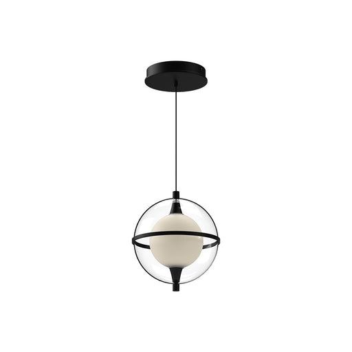 Kuzco Aries 8" LED Pendant, Black/Clear Acrylic Shade