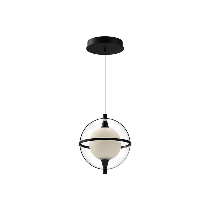 Kuzco Aries 8" LED Pendant, Black/Clear Acrylic Shade