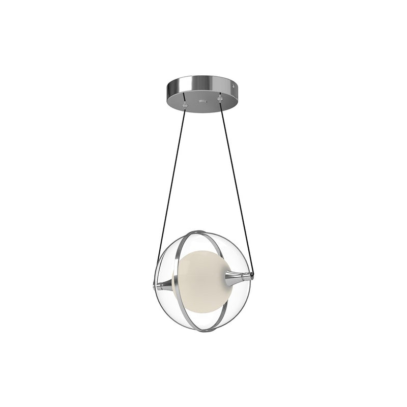 Kuzco Aries 8" LED Pendant, Chrome/Clear Acrylic Shade - PD76708-CH-UNV