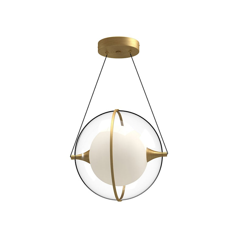 Kuzco Aries 12in LED Pendant | Brushed Gold Aluminum and Frosted Glass | Living Room & Dining Room | 1150 Lumens, 3000K, Dimmable | Model PD76712-BG