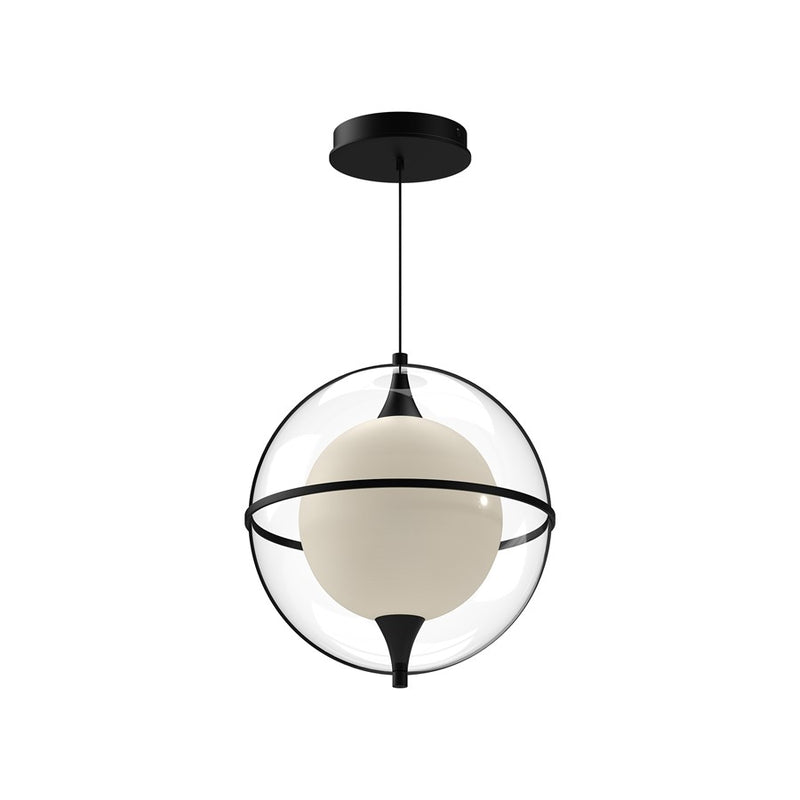 Kuzco Aries 12" LED Pendant, Black/Frosted Internal Glass