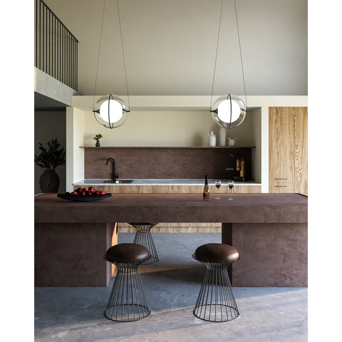 Kuzco Aries 12" LED Pendant, Black/Frosted Internal Glass