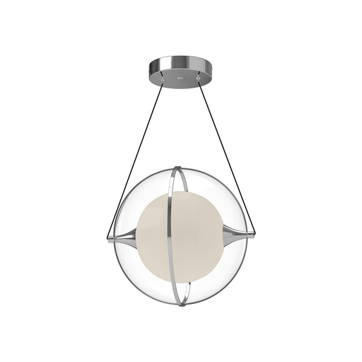Kuzco Aries 12in 1-Light Pendant | Modern Chrome and Frosted Glass with Clear Acrylic | Kitchen Island & Dining Room | 1150lm | Model PD76712-CH
