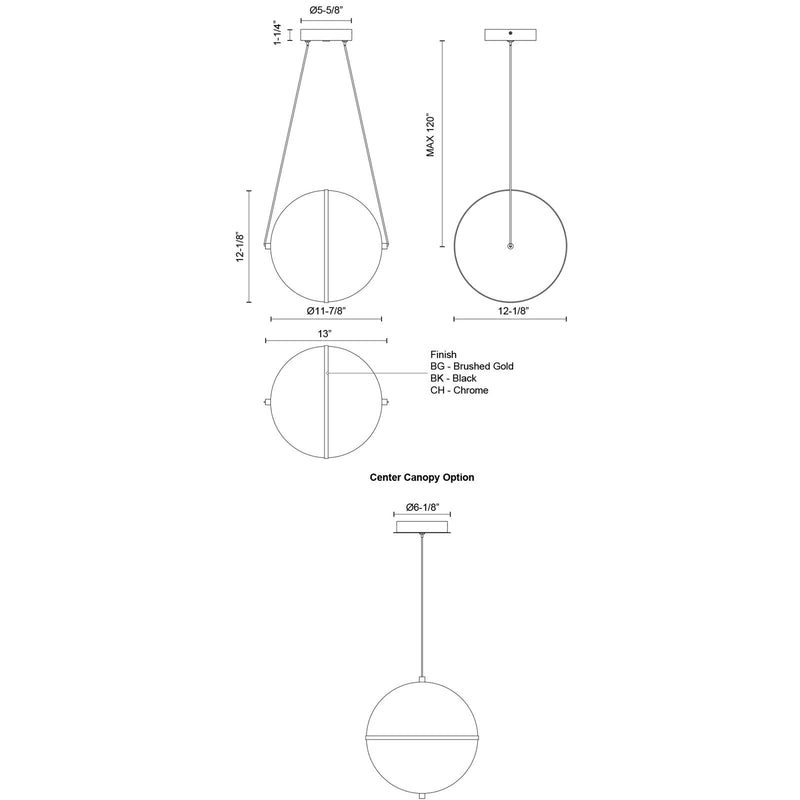 Kuzco Aries 12in 1-Light Pendant | Modern Chrome and Frosted Glass with Clear Acrylic | Kitchen Island & Dining Room | 1150lm | Model PD76712-CH