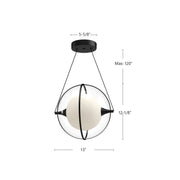 Kuzco Aries 12in 1-Light Pendant | Modern Chrome and Frosted Glass with Clear Acrylic | Kitchen Island & Dining Room | 1150lm | Model PD76712-CH