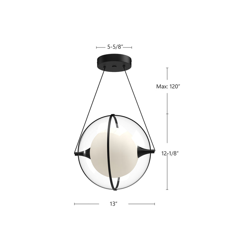 Kuzco Aries 12in 1-Light Pendant | Modern Chrome and Frosted Glass with Clear Acrylic | Kitchen Island & Dining Room | 1150lm | Model PD76712-CH