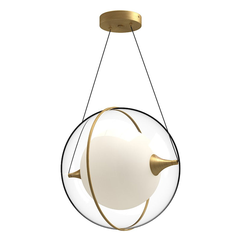Kuzco Aries 16in 1-Light LED Pendant | Modern Brushed Gold Aluminum and Frosted Internal Glass | Kitchen Island & Dining Room | Model PD76716-BG