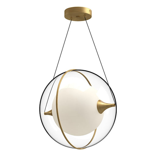 Kuzco Aries 16in 1-Light LED Pendant | Modern Brushed Gold Aluminum and Frosted Internal Glass | Kitchen Island & Dining Room | Model PD76716-BG
