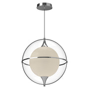 Kuzco Aries 16in 1-Light LED Pendant | Modern Chrome Aluminum and Frosted Glass with Clear Exterior | Kitchen Island & Dining Room | Model PD76716-CH
