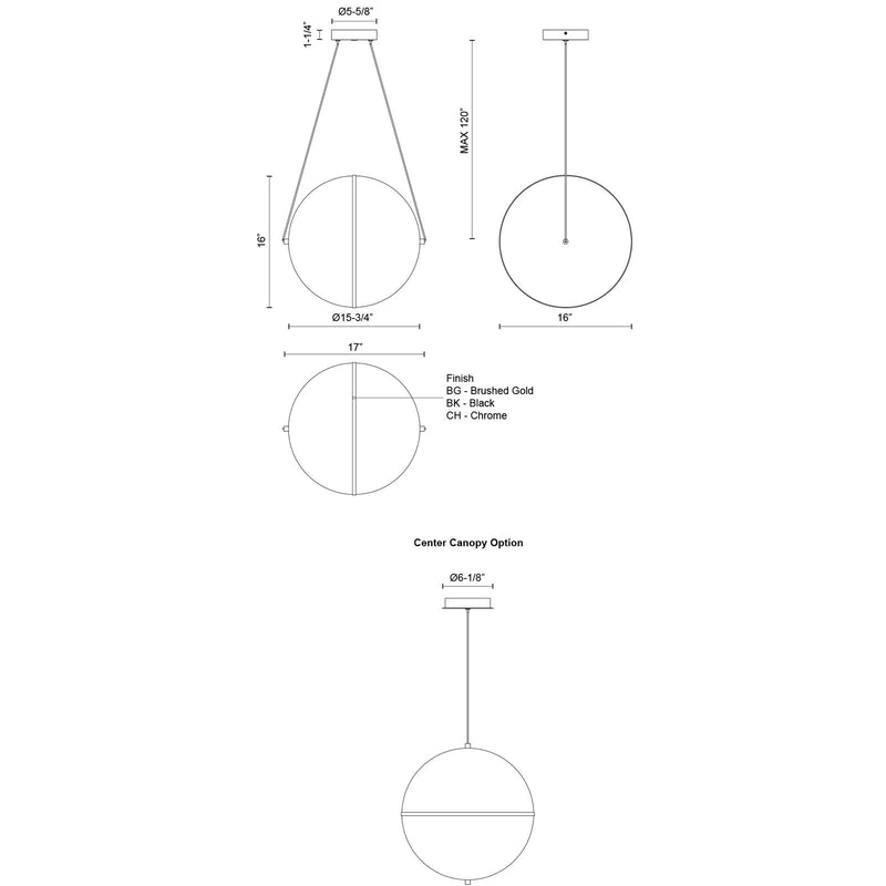 Kuzco Aries 16in 1-Light LED Pendant | Modern Chrome Aluminum and Frosted Glass with Clear Exterior | Kitchen Island & Dining Room | Model PD76716-CH