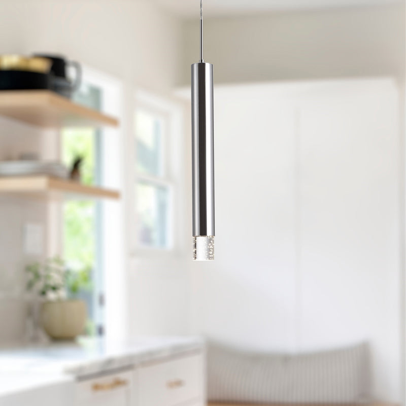 Kuzco Pendula 16in LED Pendant | Modern Chrome and Clear Crystal | Dining Room & Living Room | 400lm 3000K 90CRI Dimmable | Model PD7716-CH