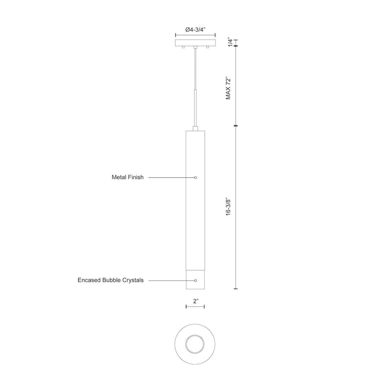 Kuzco Pendula 16in LED Pendant | Modern Chrome and Clear Crystal | Dining Room & Living Room | 400lm 3000K 90CRI Dimmable | Model PD7716-CH