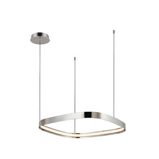 Kuzco Yukon 19in 1-Light LED Pendant | Modern Polished Nickel Aluminum and White Silicone Diffuser | Kitchen Island & Dining Room | Model PD78019-PN