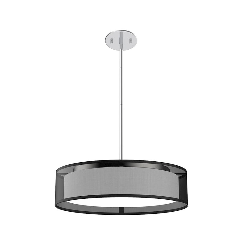 Kuzco Dalton 16in 24W LED Pendant | Modern Black Organza Fabric and White Acrylic Diffuser | Living Room & Bedroom | Model PD7916-BOR