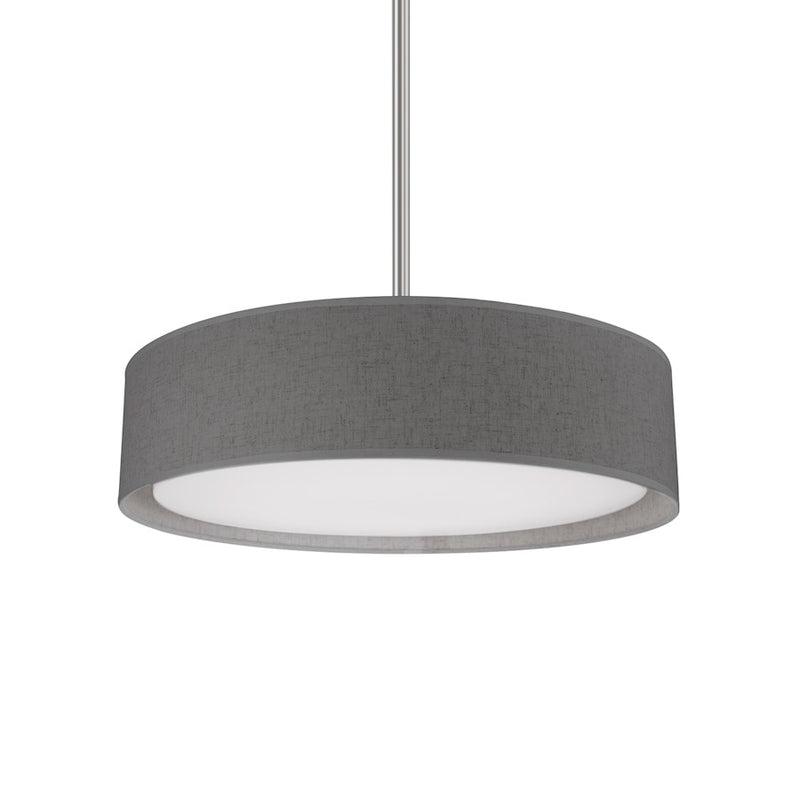 Kuzco Dalton 16in LED Pendant | Gray Fabric Shade with White Acrylic Diffuser | Kitchen Island & Dining Room | 16 x 4.25 in | Model PD7916-GY