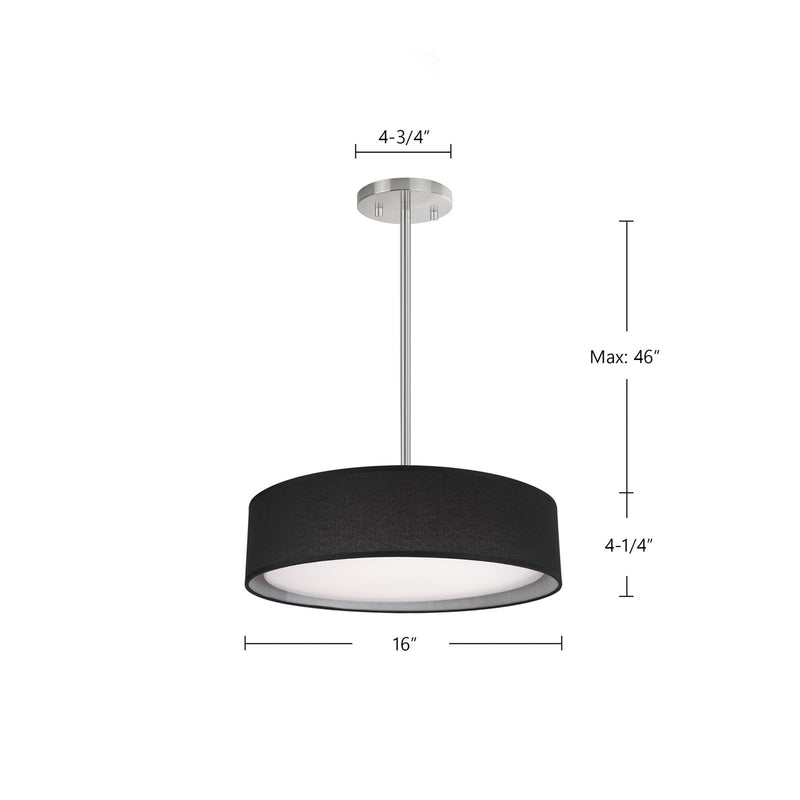 Kuzco Dalton 16in 1-Light LED Pendant | Modern White and White Acrylic Diffuser | Bedroom & Hallway Flush Mount | 2125lm 5CCT | Model PD7916-WH-5CCT